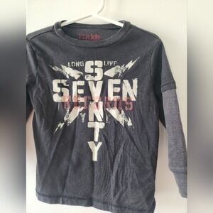 Kid's sz 2T 77Kids by American Eagle Long Sleeve Graphic T Shirt Gray Grunge 90s